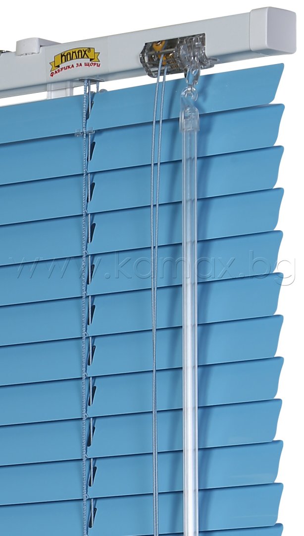Venetian blinds front glass