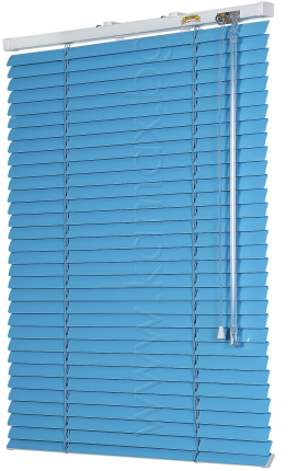 Venetian blinds front glass